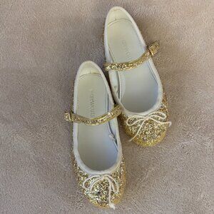 J.CREW CREWCUTS GLITTER BALLET FLATS  SIZE 11 Toddler in color Gold